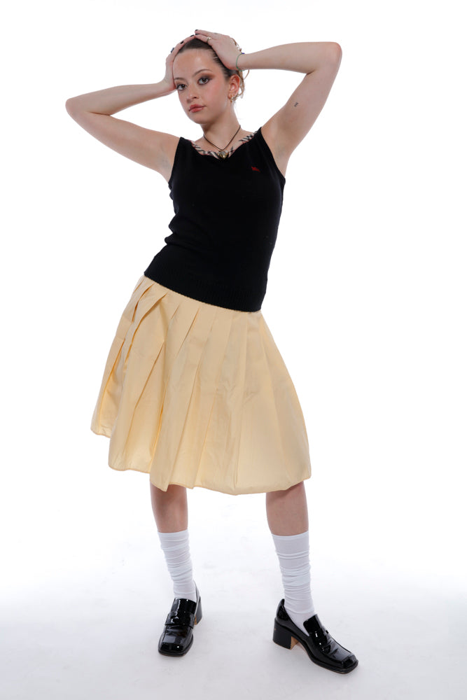 Miu Miu Yellow Pleated Skirt