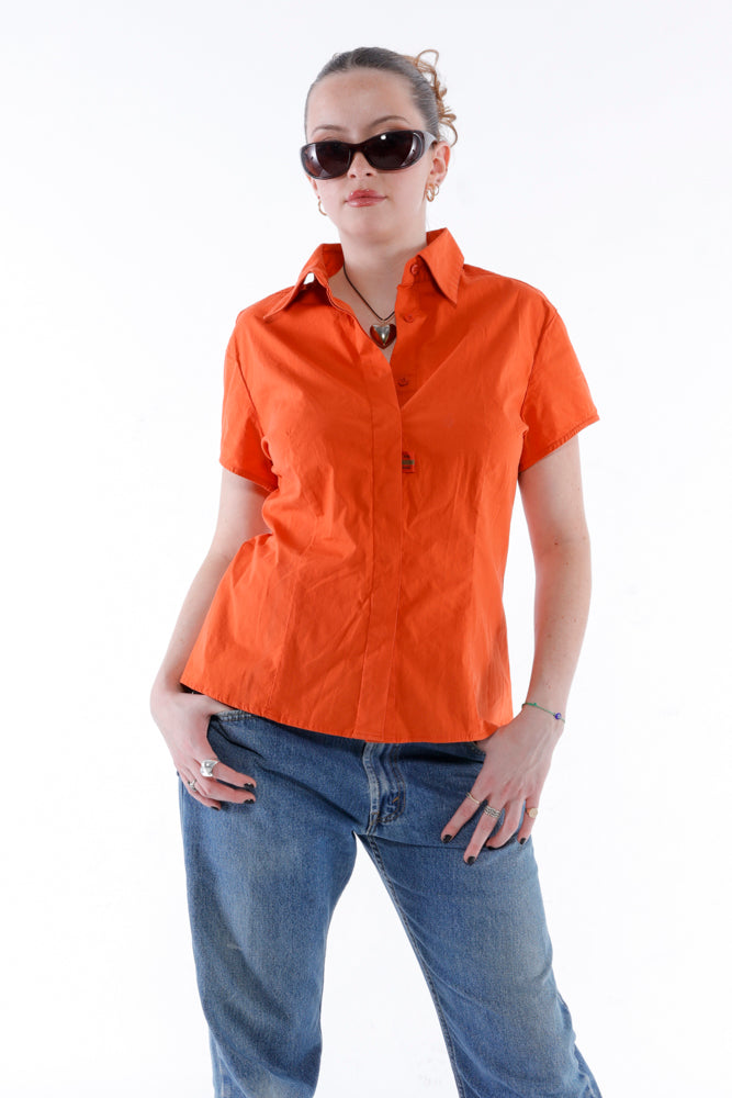 Fendi Jeans Orange Button Up