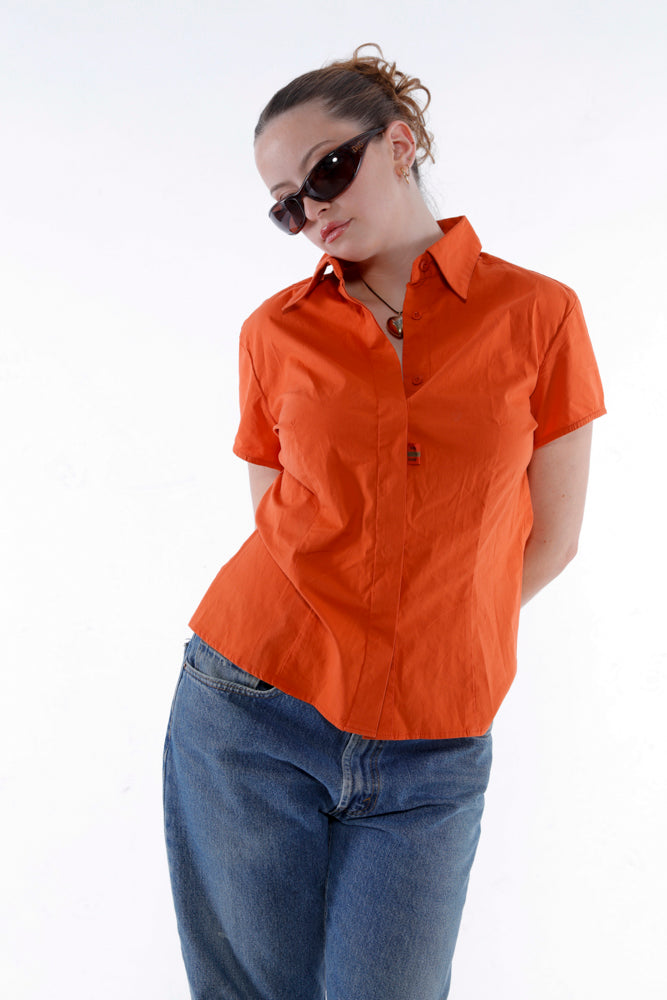 Fendi Jeans Orange Button Up